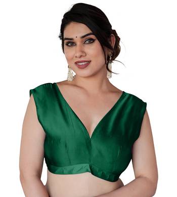 Green Silk Blend Golden Zari Woven Border Saree With Unstitched Blouse Piece 5