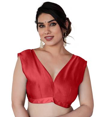Red Silk Blend Golden Zari Woven Border Saree With Unstitched Blouse Piece 5
