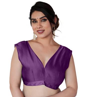 Purple Silk Blend Golden Zari Woven Border Saree With Unstitched Blouse Piece 5