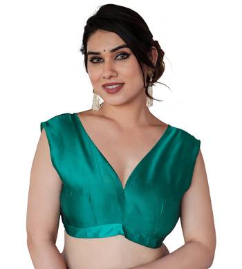 Teal silk blend golden zari woven border saree with unstitched blouse piece 5