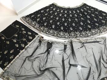 Black Frensh Silk Zari And 3Mm Sequins Embroidered Lehenga Choli For Party 8