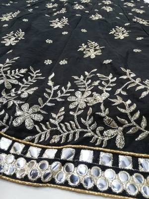 Black Frensh Silk Zari And 3Mm Sequins Embroidered Lehenga Choli For Party 9