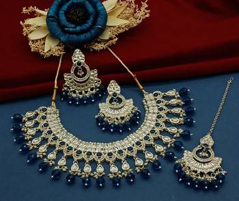 Indian bollywood  tradtional gold plated bridal kundan choker wedding earring necklace jewellery set 1