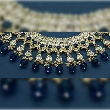 Indian bollywood  tradtional gold plated bridal kundan choker wedding earring necklace jewellery set 2