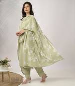 Pale green embroidered straight kurta set