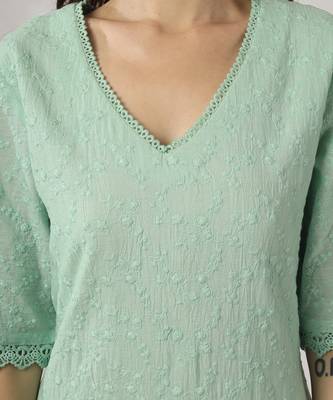 Light aqua green embroidered straight kurta set 5