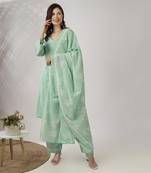 Light aqua green embroidered straight kurta set