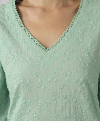 Light aqua green embroidered straight kurta set 5