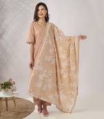 Beige embroidered straight kurta set