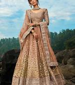 Alluring Brown Zari Worked Net Engagement Wear Lehenga Choli