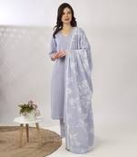 Powder blue embroidered straight kurta set