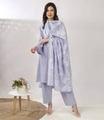 Powder blue embroidered straight kurta set