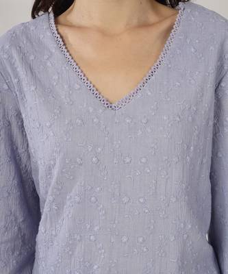 Powder blue embroidered straight kurta set 5