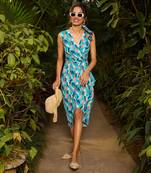 Blue cotton midi dress