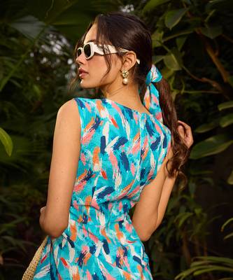 Blue cotton midi dress 5