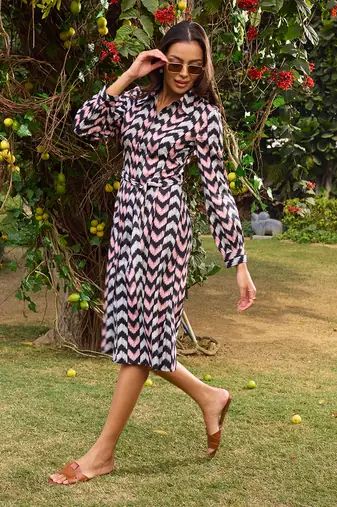 Multicolor cotton midi dress