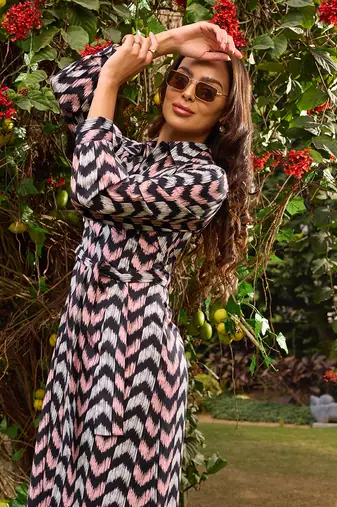 Multicolor cotton midi dress