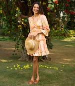 Yellow cotton short dress