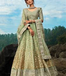 green sequins net lehenga set choli with dupatta