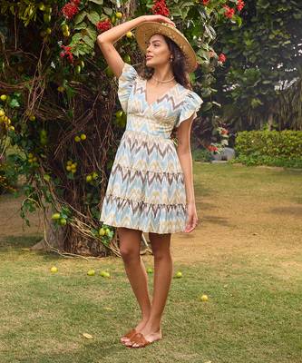 Multicolor cotton casablanca ruffle dress 1