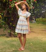 Multicolor cotton casablanca ruffle dress