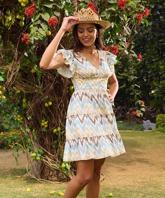 Multicolor cotton casablanca ruffle dress 2