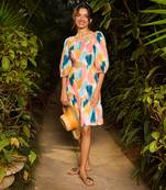 Multicolor cotton florence short dress