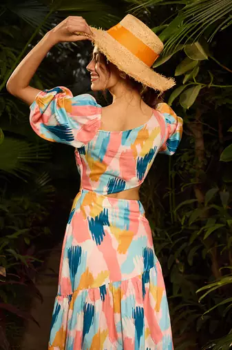 Multicolor cotton florence short dress