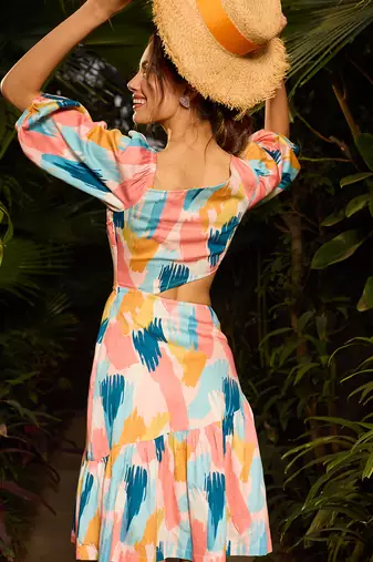 Multicolor cotton florence short dress