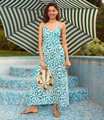 Blue cotton marbella maxi dress