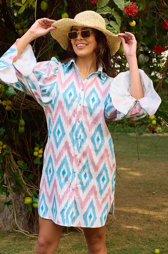 Multicolor cotton signature dress