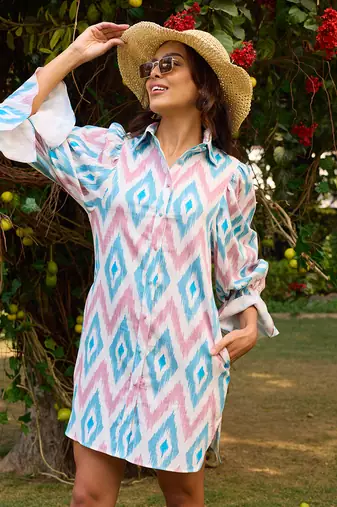 Multicolor cotton signature dress
