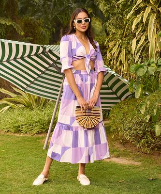 Purple cotton skirt set 1
