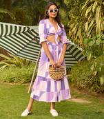 Purple cotton skirt set