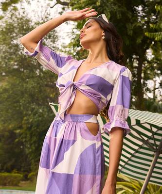 Purple cotton skirt set 4