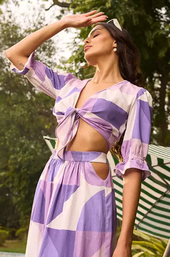 Purple cotton skirt set