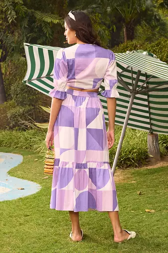 Purple cotton skirt set
