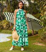 Green cotton maxi dress