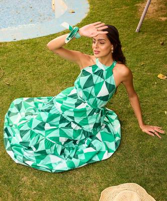 Green cotton maxi dress 3