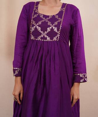 Purple chanderi silk anarkali kuta set 5