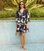 Black cotton santorini short dress