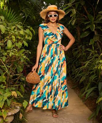 Multicolor cotton sorrento maxi dress 1