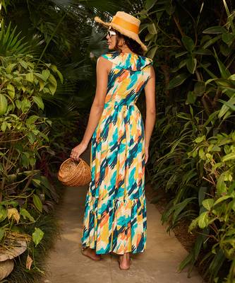 Multicolor cotton sorrento maxi dress 5