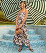 Navy cotton tulum midi dress