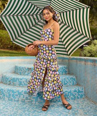 Navy cotton tulum midi dress 2