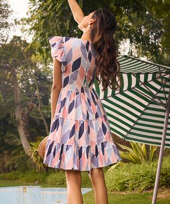 Blue cotton ruffle dress 5