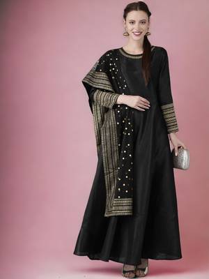 Black plain faux silk salwar 1