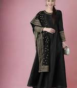 Black plain faux silk salwar