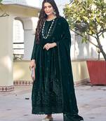 Dark green color georgette embroidered salwar kameez