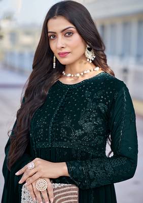 Dark green color georgette embroidered salwar kameez 3